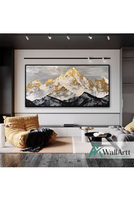 Gold Mountains 3D Heavy Textured Partial Oil Painting